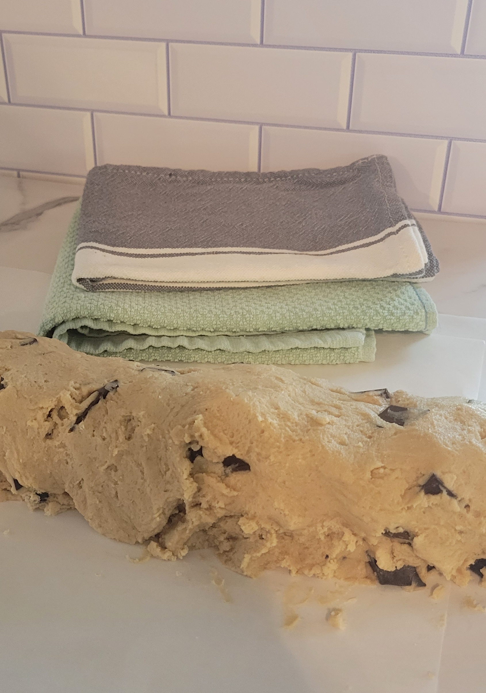 finished dough formed into the shape of a log