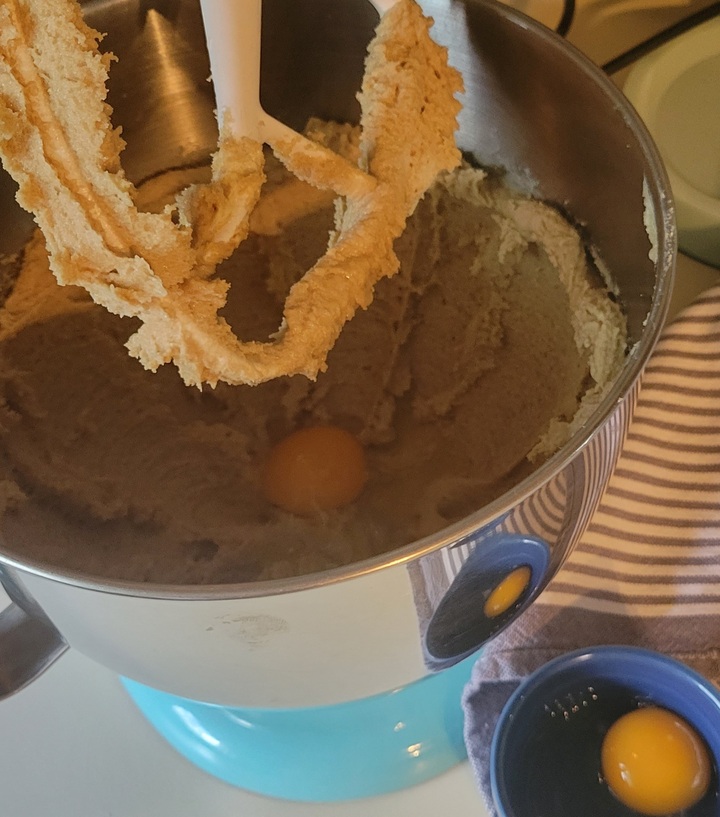 adding eggs to mixture
