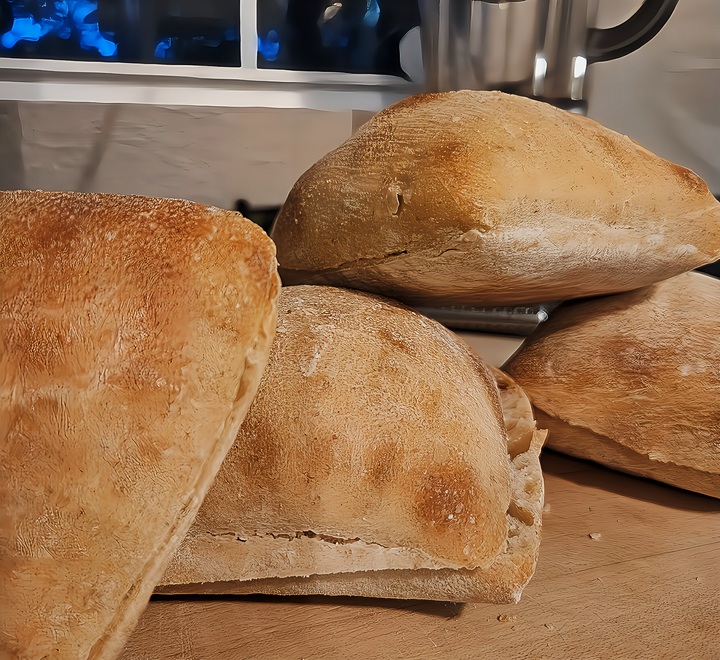 stack of slice ciabatta chicken burger buns
